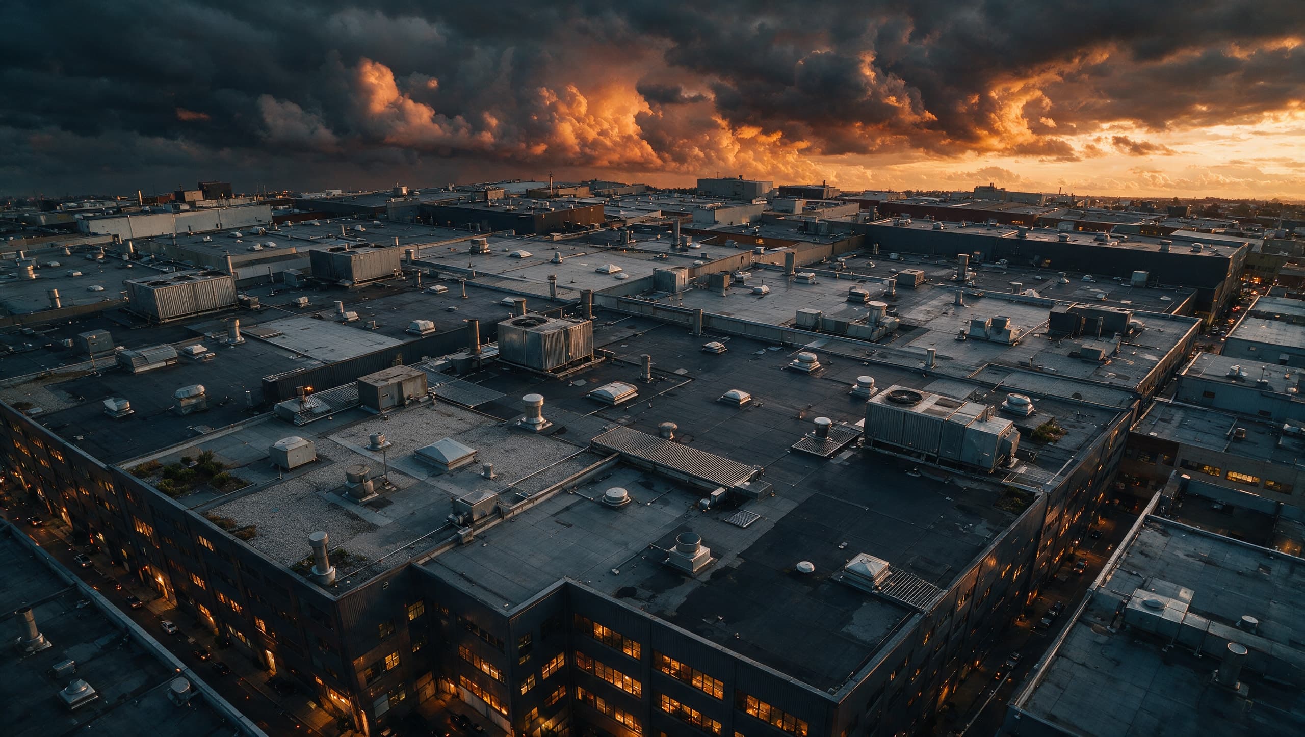 Illustrative aerial commercial roof analysis